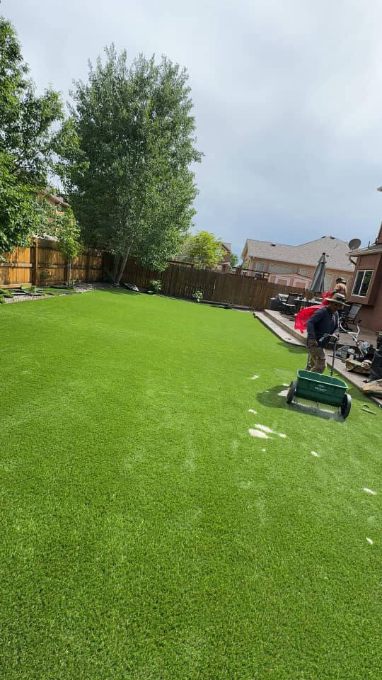 Large finished artificial turf backyard lawn — artificial turf in Centennial, CO