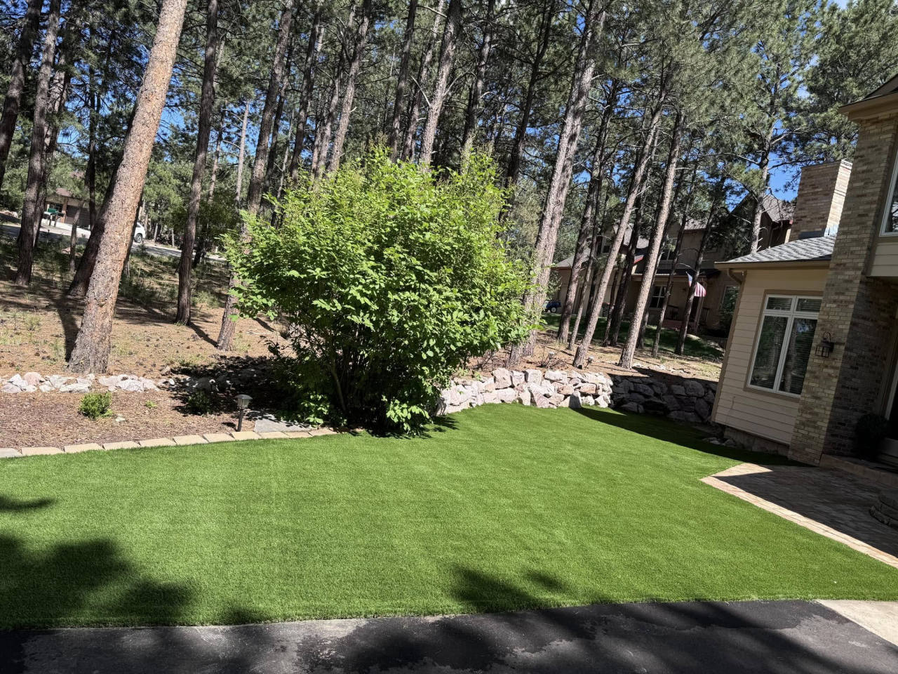 Lush artificial turf lawn at a Colorado mountain home — artificial turf in Parker, CO